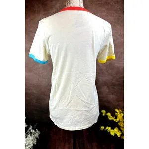 Friends Rainbow T-shirt Beige with Multicolor Neck and Cuffs M thumbnail 8