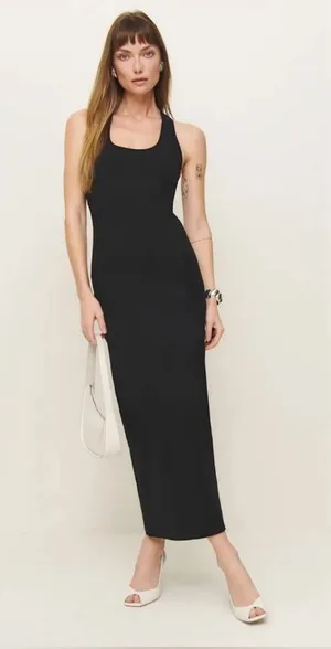 Reformation Women’s Size M Ellie Jersey Organic Cotton Black Maxi Dress thumbnail 1