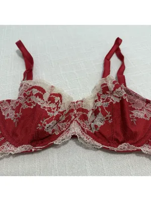 Wacoal 34B Red Lace Unlined Bra Underwire 851256 Off White & Cream Trim thumbnail 2