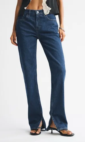 Abercrombie & Fitch Curve Love 90s Mid Rise Straight Jeans Womens 30 Blue Denim thumbnail 1
