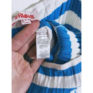 Solid & Striped Womens Ribbed Midi Dress Large Blue White Stripe Resort Beachy thumbnail 8