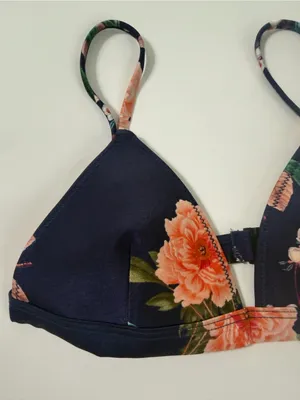 Triangl navy floral Delilah neoprene bikini top size small‎ thumbnail 3
