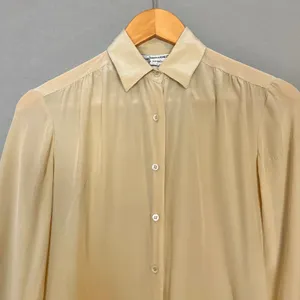 Vintage Nordstrom Silk‎ Blouse Cream Women Button-Up Long Sleeve Top Hong Kong thumbnail 3