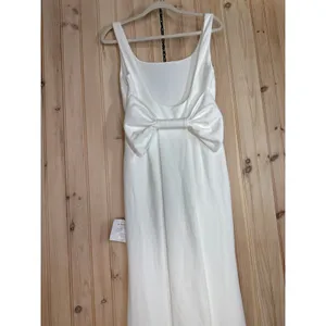 Lulus Loving Fate White Bow Square Neck Backless Dress Wedding Elegant Medium thumbnail 4