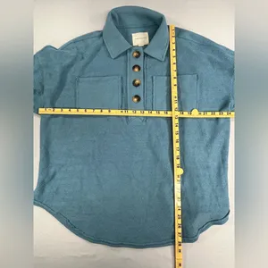 American Eagle Outfitters Herringbone Button Up Popover Pullover Sweatshirt thumbnail 6