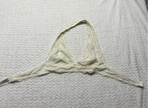 Intimately Free People Ivory Floral Lace Halter Bralette Scalloped Plunge 4622 thumbnail 1