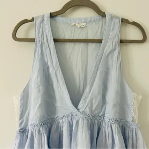 Anthropologie Floreat Loved By Cotton Silk Sleeveless Light Blue Lace Slip Dress thumbnail 6