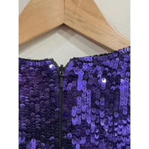 Vintage Oleg Cassini Black Tie Purple Ombre Sequin Silk Mini Dress Size 8 80s thumbnail 7
