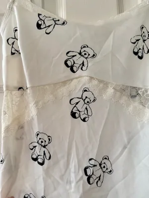 Black and White Teddy Bear Lace Trim Slip Dress thumbnail 5