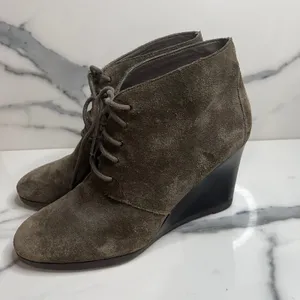 Franco Sarto Women's Classic Brown Suede Lace Up Wedge Heel Weston Boots Sz 8 thumbnail 3