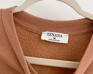 Zenana Boutique Tan Brown Mocha Oversized Crew Sweatshirt thumbnail 3