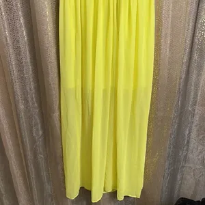 NWT No Boundaries crochet trim neon yellow maxi dress Juniors size S (3-5) thumbnail 8