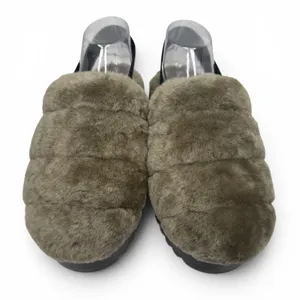 New UGG Super Fluff Slippers Sz 11 Logo Strap Shoes 1121751 Australian Lambs Fur thumbnail 2