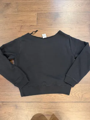 PINK Victoria's Secret Off-Shoulder Black Sweatshirt Medium - C28-013 thumbnail 8