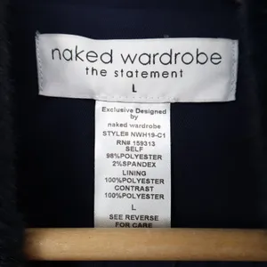 Naked Wardrobe The Statement Trench Coat Womens Large Navy Stretch Long Sleeve thumbnail 2