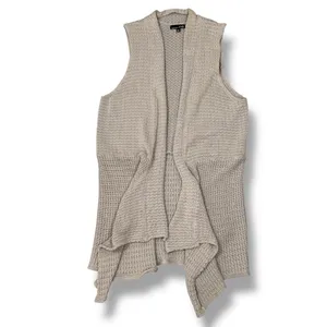 RXB Boho Open‎ Waterfall Long Cardigan Sweater Vest Tan Large Cotton thumbnail 12