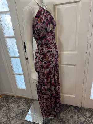 Nicholas Micaela Halter Neck Purple Floral Gown size XSMALL A1 thumbnail 9