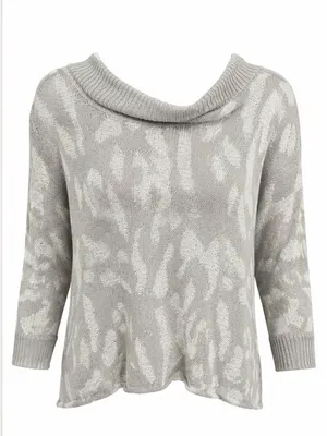 Pol grey and white cowl neck sweater thumbnail 3