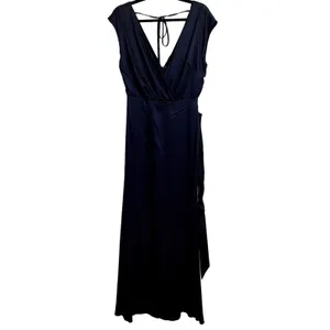 NWT‎ Dessy Collection Charmeuse Cap Sleeve Gown Dress in Midnight Blue thumbnail 3
