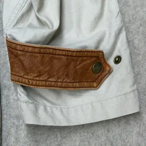 Vtg American Eagle Duster Womens Large Beige Heritage Leather Trim Academia 90s thumbnail 5