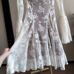 HOUSE OF CB Analissa Long Sleeve Lace Minidress In Cream XS thumbnail 4