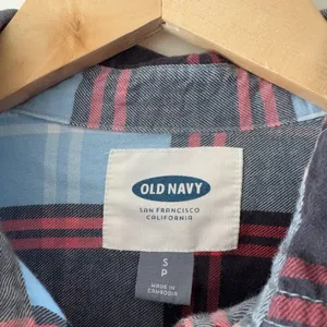 Old Navy‎ Blue and Red 100% Cotton Plaid Flannel Long Sleeve Shirt thumbnail 6