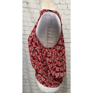 Express red and white floral printed keyhole halter Top Blouse Size Medium thumbnail 3