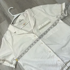 Marine Layer Shirt embroidered button up crop womens Cream (medium) resortwear thumbnail 3