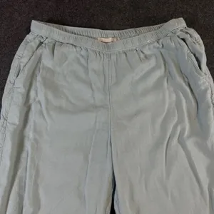 Abercrombie & Fitch Blue Green Linen Blend Wide Leg Pull On Pants Medium Regular thumbnail 8