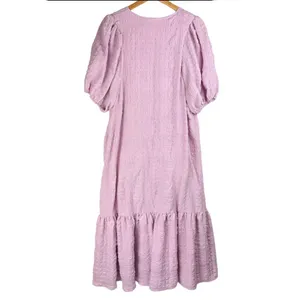 Lulu’s Sunny Love Seersucker Puff Sleeve Button Front Midi Dress Sz XL Lilac thumbnail 3