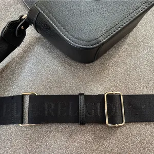 True Religion Black Crossbody Bag, Gold Accent, Adjustable Guitar Strap thumbnail 7