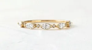Sterling Silver Gold Plated  Diamond Dainty Ring thumbnail 3