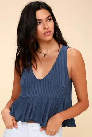 Lulus Ruffle V Neck Top thumbnail 1