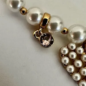 Faux pearl heart charm stretchy bracelet thumbnail 6
