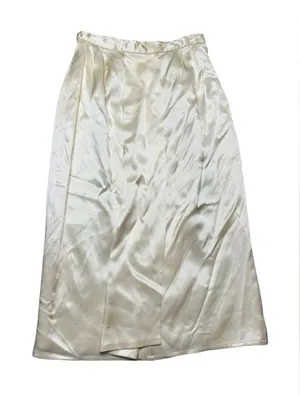 ✨ Vintage Betty Hanson Satin Midi Skirt‎ XS Cream White Slip Style ✨ thumbnail 1