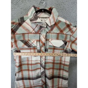 Maurices Mixer Shacket Womens S Multicolor Plaid Flannel Flap Pockets Button‎ Up thumbnail 2