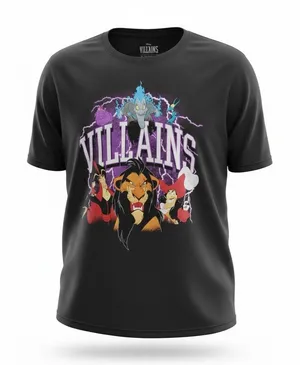 Disney Villains "Electric Group" Black T-Shirt Hades Scar Jafar Captain Hook XL thumbnail 1