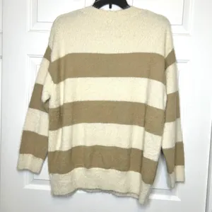 Universal Thread NWT XXL Cream Tan Striped‎ Fuzzy Eyelash Knit Sweater thumbnail 5