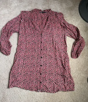 Zara Ditsy Floral Mini Shirt Dress Size Medium thumbnail 1