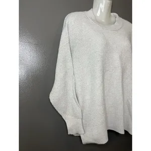 Aerie Sweater Womens XS Gray Waffle Knit Crewneck Pullover Cozy Relaxed Fit thumbnail 3