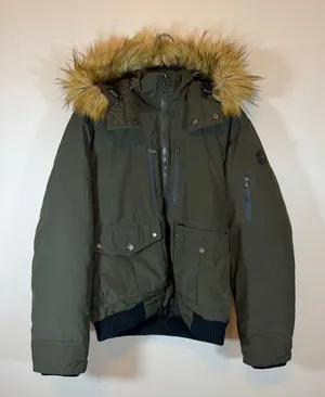 Michael Michael Kors Olive Green Winter Bomber Puffer Coat Womens M Down Filled thumbnail 1