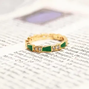 Gold Snake Scale Ring Green thumbnail 3