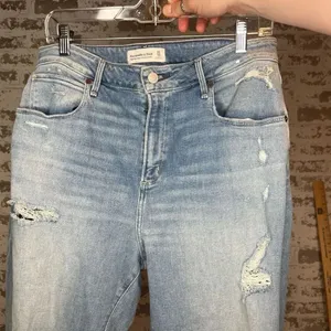 Abercrombie & fitch | women Highrise super skinny distressed denim jeans thumbnail 1