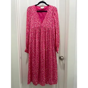 Sézane Fuchsia Nilla V-Neck Tent Dress Sz 40 US 8 thumbnail 2