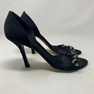 Giuseppe Zanotti Black Silk Sandals‎ w/ Rhinestones thumbnail 5