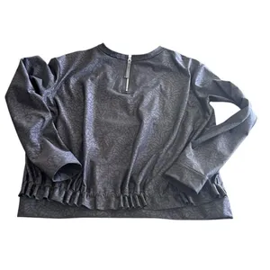 Lululemon Black Embossed Petal Camo Back-Zip Ruffle Pullover Sweatshirt size 8 thumbnail 4