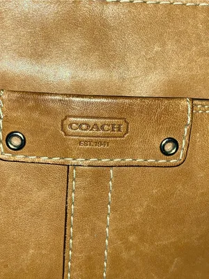 Coach Hamilton (or Hampton-style) cognac/tan leather tote bag with silver-tone thumbnail 6