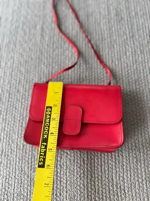 Vintage 80s 90s Cherry Red Leather Mini Purse Built in Mirror thumbnail 5