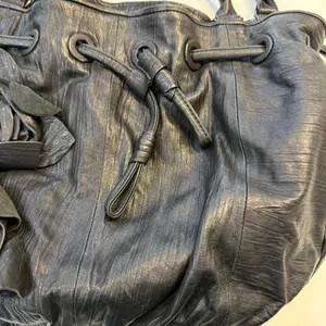 Vince Camuto Black Leather Shoulder Bag Purse with Flowers Leather+Jaquard thumbnail 3