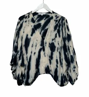 Young Fabulous & Broke Tia Tie Dye Cross Front Kimono Sleeve Crop Blouse Medium thumbnail 1